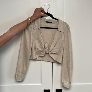 Cropped long sleeve top